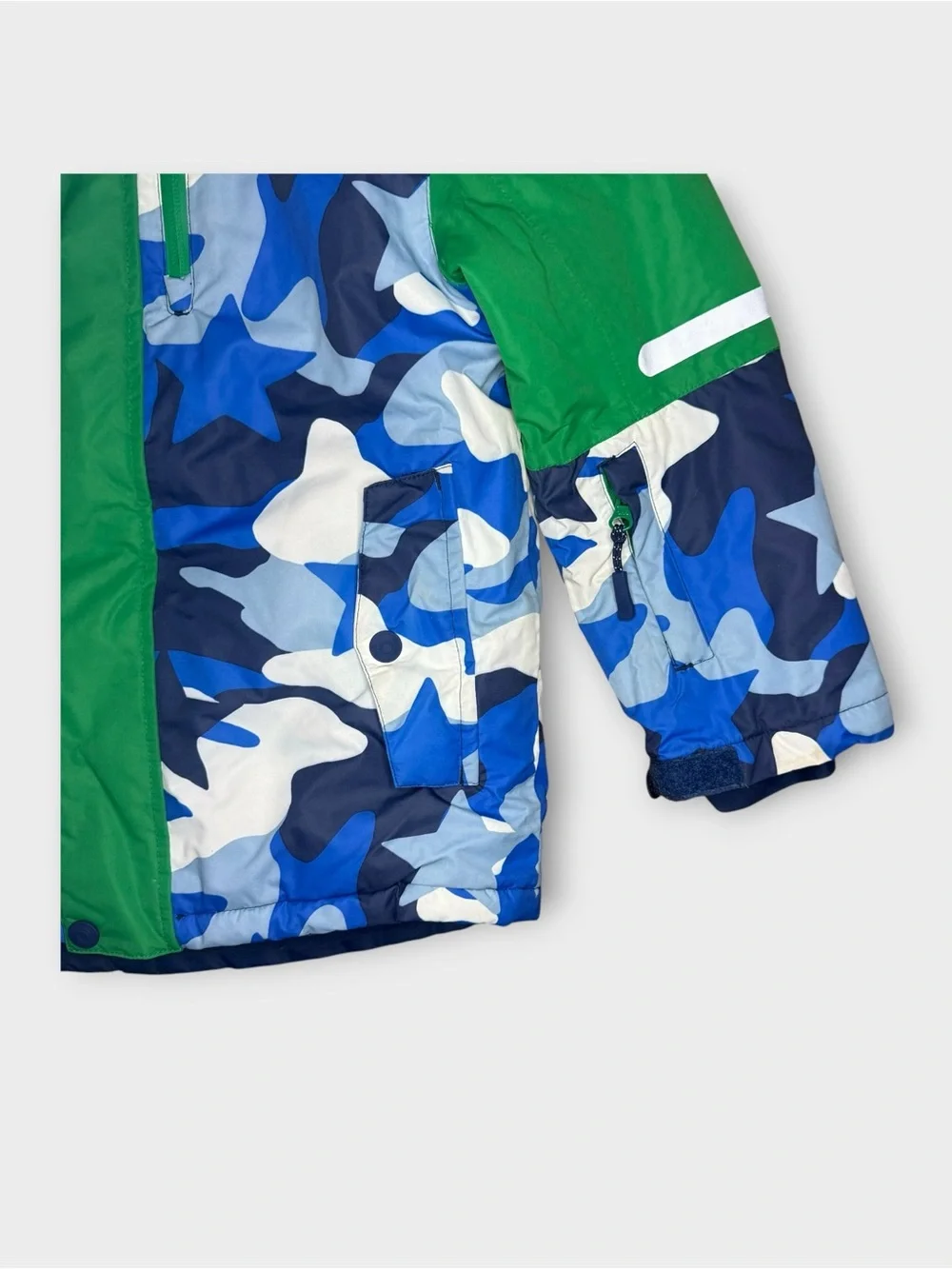 Mini Boden Green Blue Camo All Weather Snow Ski Jacket & Bib